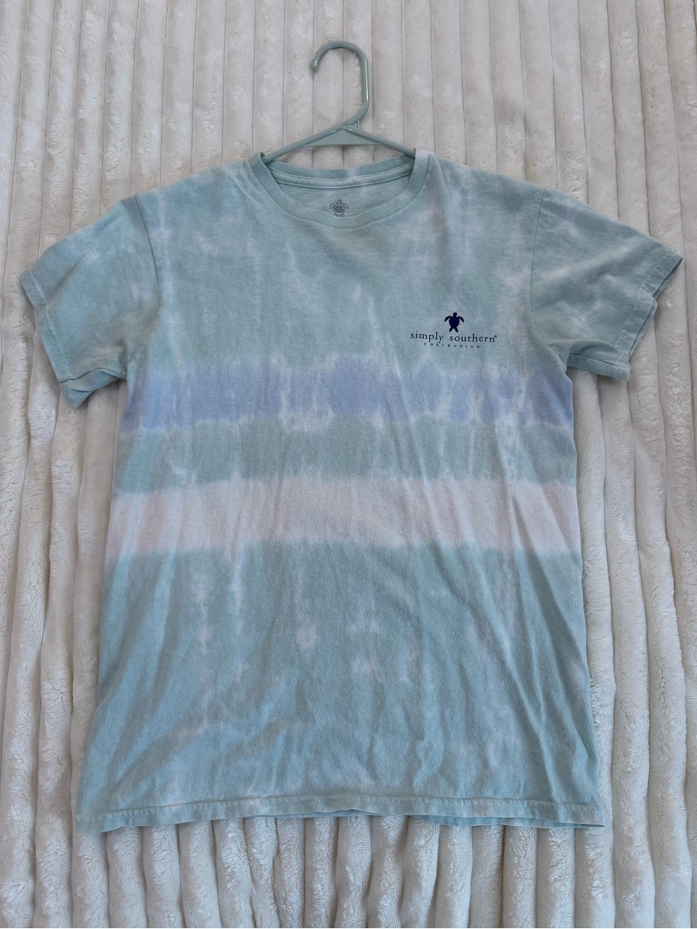Simply Southern Women's Striped Pastel Tie-Dye Tee - Blue/White